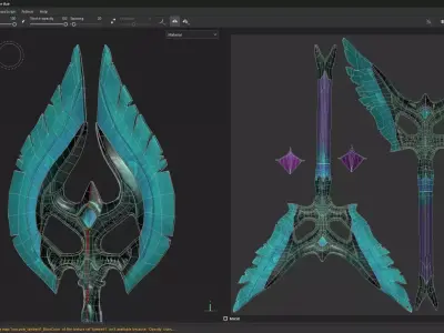 Green Twin Blade Axe Low-poly 3D model