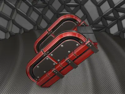 Sci-Fi Stairs - 30 - Red Version Low-poly 3D model