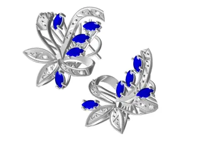 Antique Floral Leaf Earring 3D print model