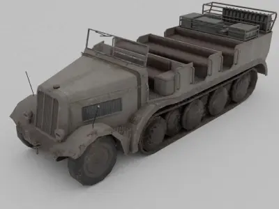 Sd Kfz 7 Famo Heavy Halftrack Low-poly 3D model