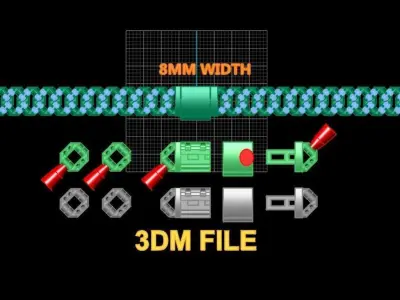Cuban Diamond Chain Link Box Style 8MM WIDTH 3D print model
