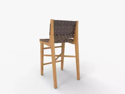 Taj Leather Strap Bar Stool 3D model