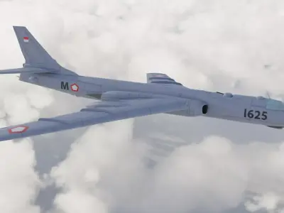 Tupolev TU-16 Indonesian Air Force AURI Low Poly 3D model Low-poly 3D model