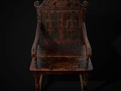Antique Carved Chair Low-poly 3D model purchase