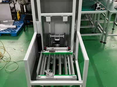 Vertical Chain Conveyor Lifter with Pneumatic Pallet Transfer 3D model