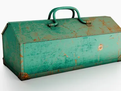 Rusted old tool box Low-poly 3D model