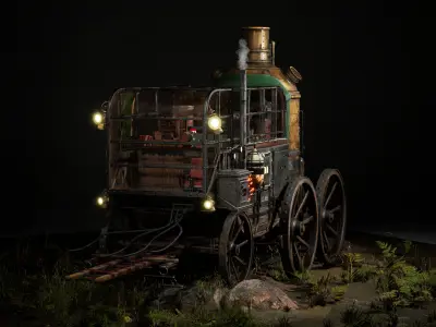 Carriage - PostApocalyptic  Low-poly 3D model