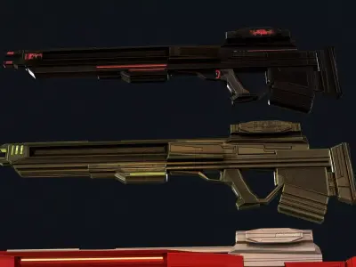 Cyborg Plasma Rifle Low-poly 3D model