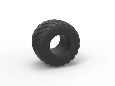 Monster Jam tire 19 Scale 1 to 25 3D print model