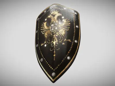 Eagles Medieval Battle Shield Low-poly 3D model