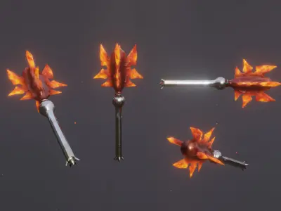 Set of 6 Elemental Mace - Fantasy medieval weapon Low-poly 3D model