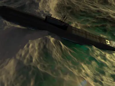 Borei Submarine Low-poly 3D model
