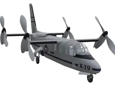 Curtiss-Wright X-19 Low-poly 3D model