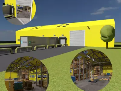 Modular Warehouse and Warehouse demo Free low-poly 3D model