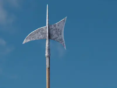 halberd medieval melee weapon Low-poly 3D model