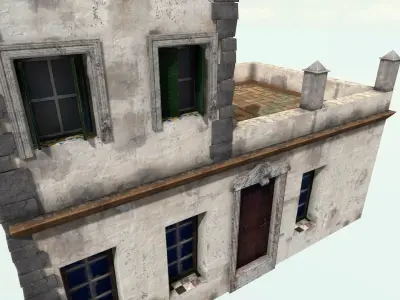 Old High-Quality 3D Colonial House Low-poly 3D model 9