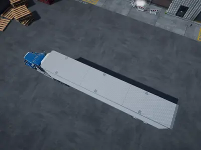 Truck with van trailer unity asset Low-poly 3D model