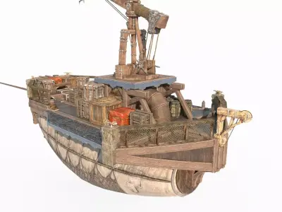 Ancient magical style repair airship 3D model