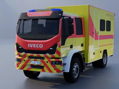 Iveco Eurocargo Rettungsdienst Low-poly 3D model