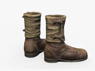 British soldier boots WW2 Low-poly 3D model