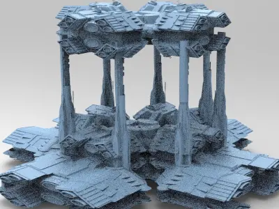 Dark Elven Sci-Fi Dome base 1 3D model
