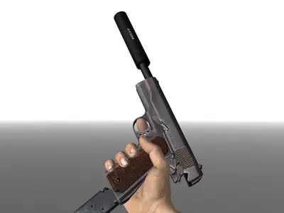 3DRT - Modern Firearms Animated - M1911 Pistol  Low-poly 3D model