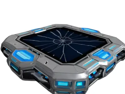 Rugged SciFi Tablet with Cracked Screen Low-poly 3D model