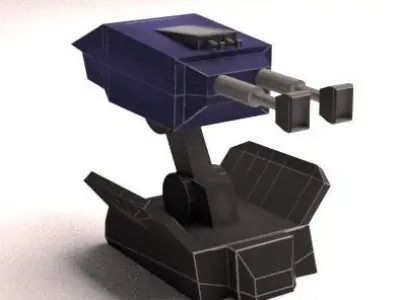 3D Turret Gun Low Poly  Low-poly 3D model