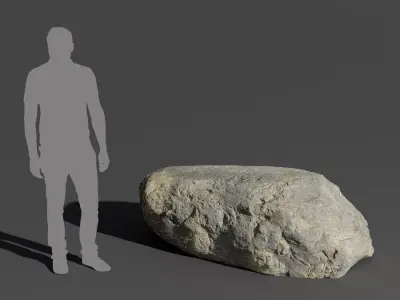  Cool Toned Smooth Large Rock Boulder Model 