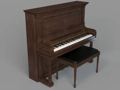 Vintage Steinway and Sons Piano Dark Brown 3D model