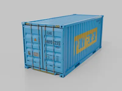 20ft Shipping Container - Customizable with Interior and Exterior 3D model