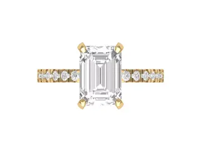 Emerald Solitaire Ring With Side Stone 3D print model purchase