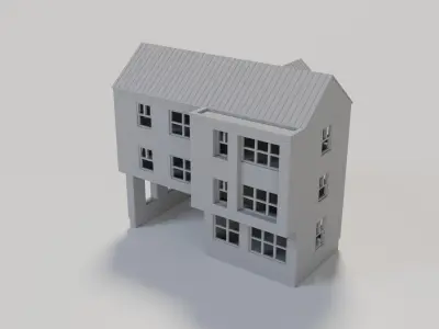HO Scale 3D Print -The Monolith- Brutalist Modern Res Building 3D print model