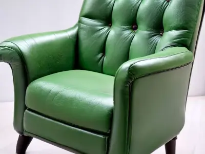 Green Leather Armchair 1950s Style Antique 3D print model