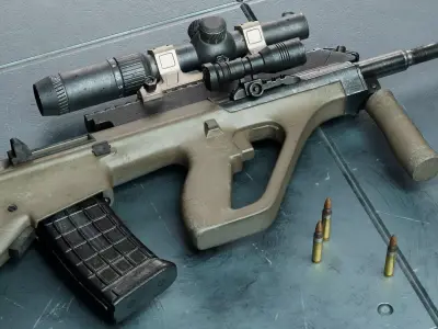 AUG Rifle Low-Poly Model Low-poly 3D model