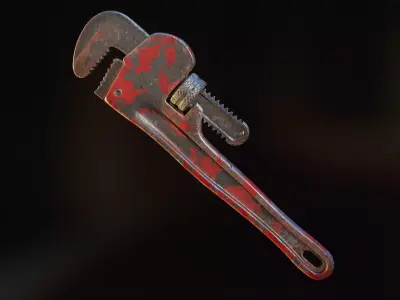 Old Pipe Wrench Low-poly 3D model