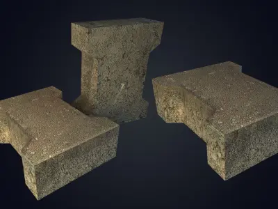 Brick stone block Low-poly 3D model