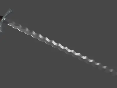 Flamberge sword with Falchion handle Low-poly 3D model