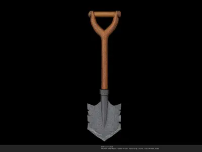 Stylized Wooden Handled Shovel 3D Model - AI Low-poly 3D model