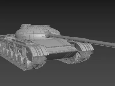 T-64 A tank Low-poly 3D model