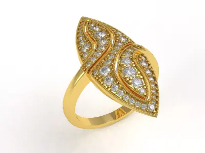 Antique Marquise Shape Diamond Ring 3D print model