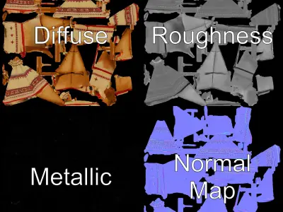 Traditional Teepee Tent Model Pack with Textures Low-poly 3D model