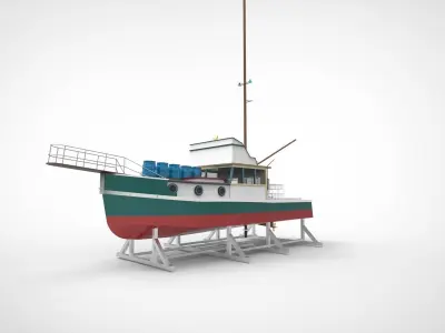 docking fishing ship 3D model