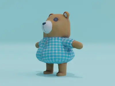 Bear Teddy Doll Wear in clothes Free low-poly 3D model