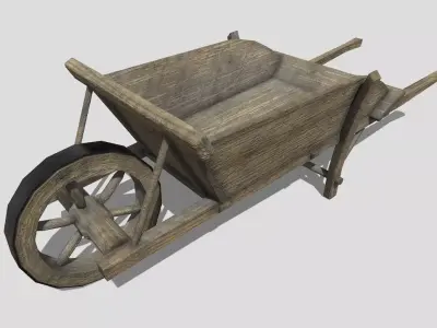 Wheel barrow Low-poly 3D model 2