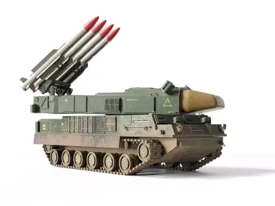 SA-11 soviet surface to air missile system Low-poly 3D model