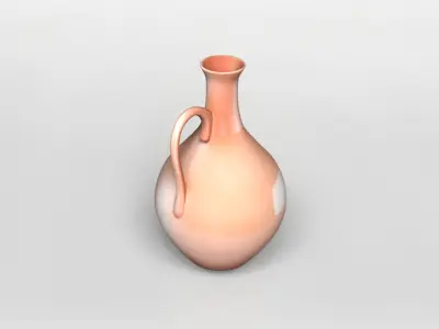 Elegant Terracotta Pitcher 3D Model 3D model
