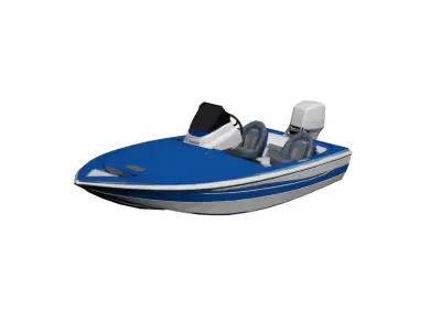 Generic Bass Boat Low Poly Fishing Boat Watercraft Low-poly 3D model