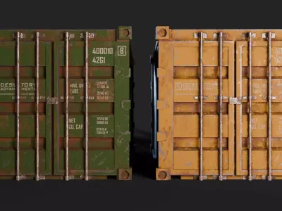 4 Shipping Containers Low-poly 3D model