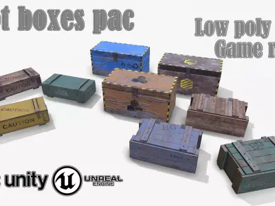 Loot Boxes pac Low-poly 3D model